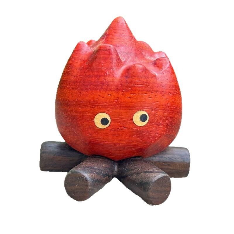Creative Little Flame Wood Carving Ornament - Jewelry Craft for Car Decoration