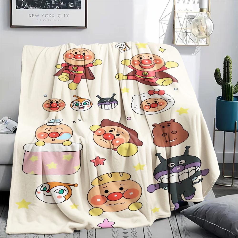 

Anpanman Kawaii pattern Flannel Blanket, High quality Comfortable for All Seasons, Home Decor, Warmth and Comfort, Perfect for Gifts. 80cm x 120cm