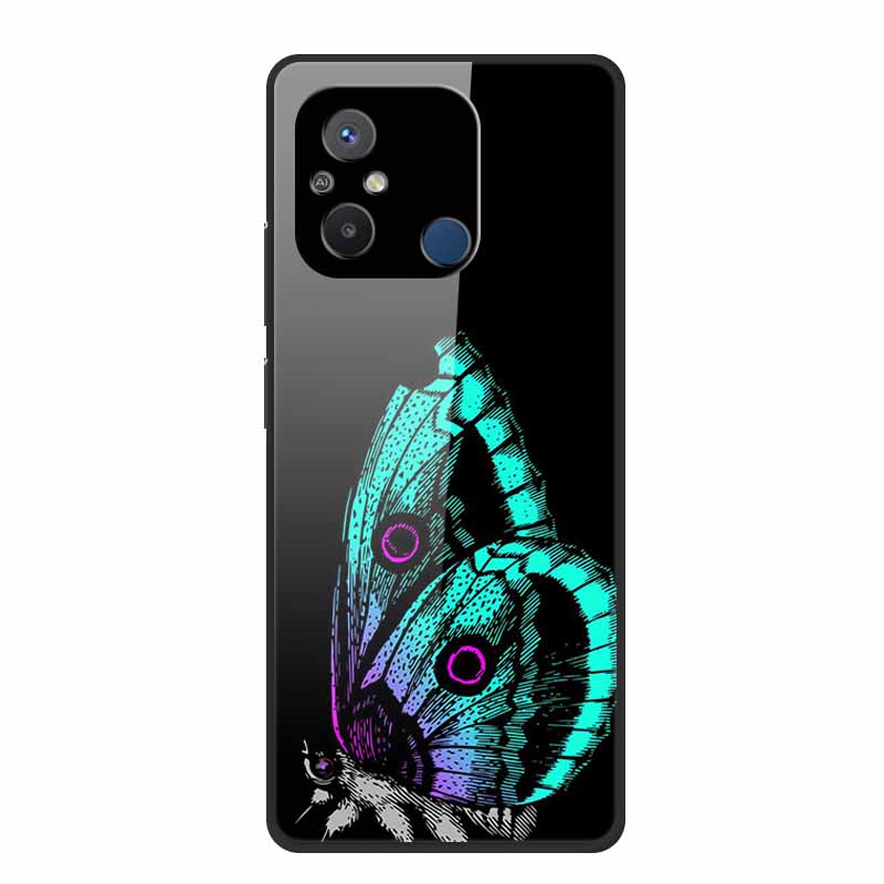 Gehärtetes Glas Case für Redmi 12C Rückabdeckung Hartschalen Case für Xiaomi Redmi 12C 4G Handyhülle Redmi12C Fundas 22120RN86G Cooler Stoßfänger