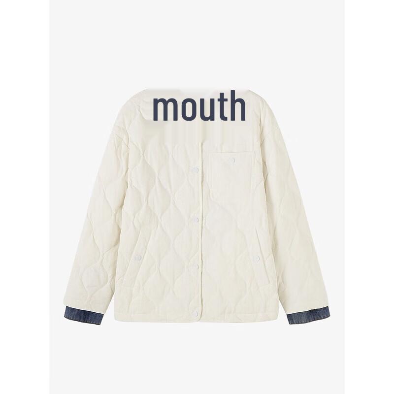 YAYA Women's Faux Two-Piece Shirt Collar Short Down Jacket