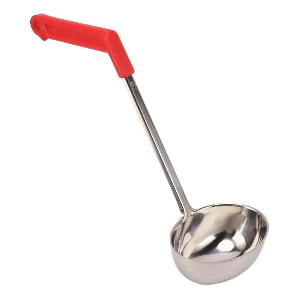 Suppeskje Rustfritt Stål Anti-skold Multifunksjonell Buet Håndtak Kjøkkenskje for Hjemmekoking