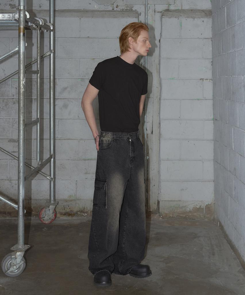 Ledeoli Hooked Cargo Denim Pants [Vintage Black]