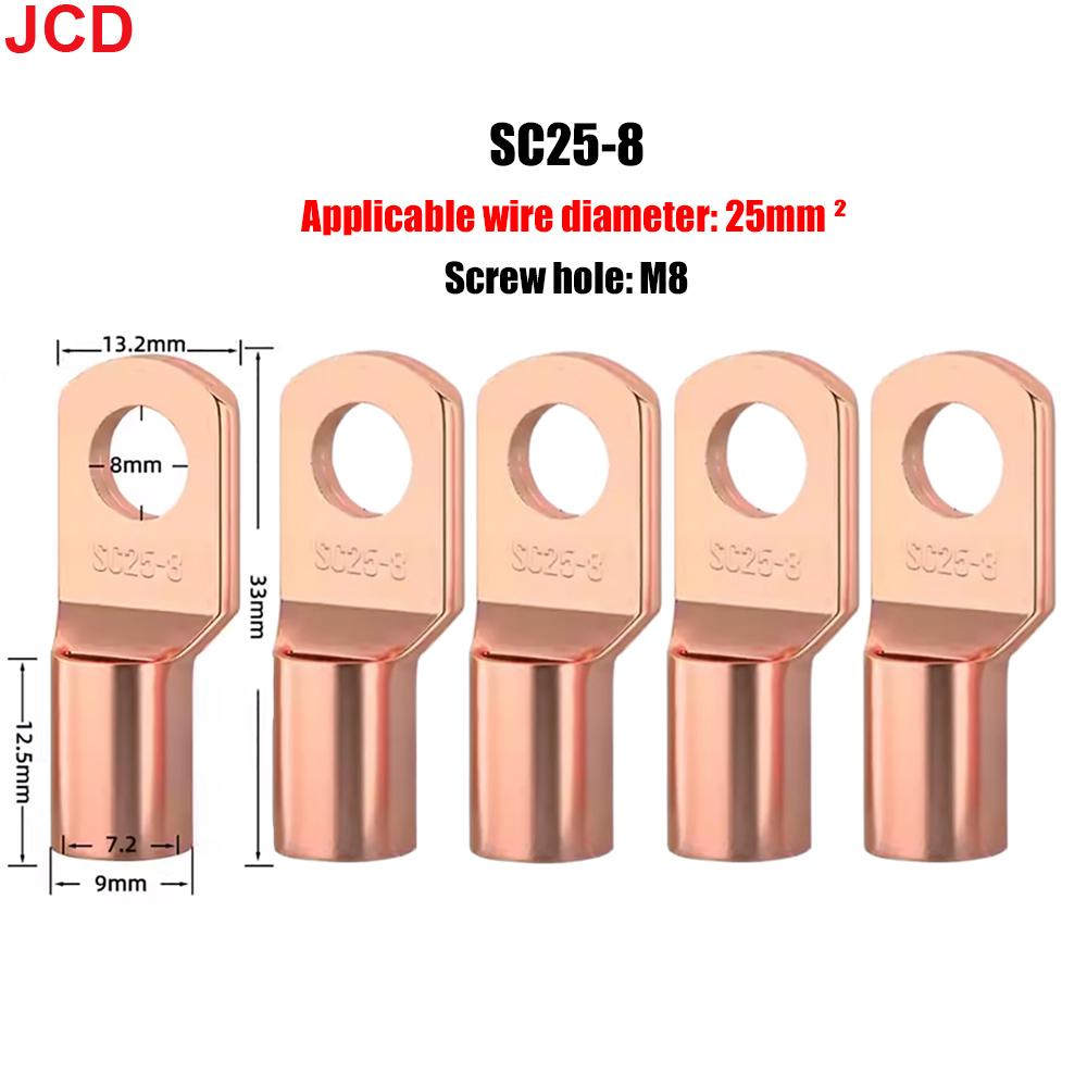 JCD 5/10/20pcs Copper Lug Ring Wire Connectors Bare Cable Electric Crimp Terminal SC4-6 SC6-6 SC6-8 SC10-6 SC16-6 SC16-8 SC25-8