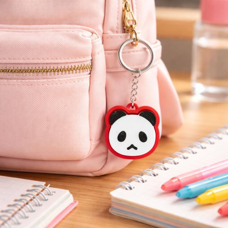 1Pcs 3.3Cm Cute Panda Head Fidget Keychain 3D Printed Pla Press Click Stress Relief Bag Pendant