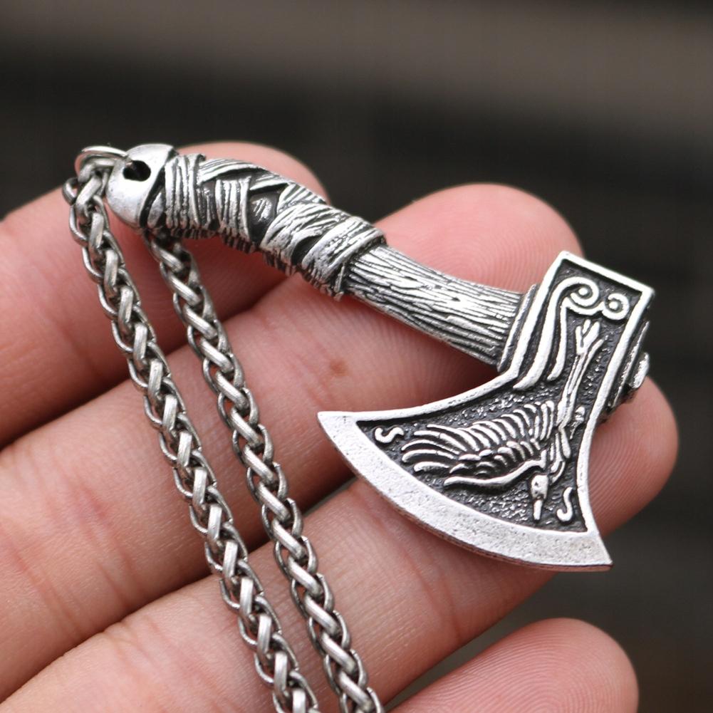 Viking Axe Necklace Lumberjack Wolf Axe 123