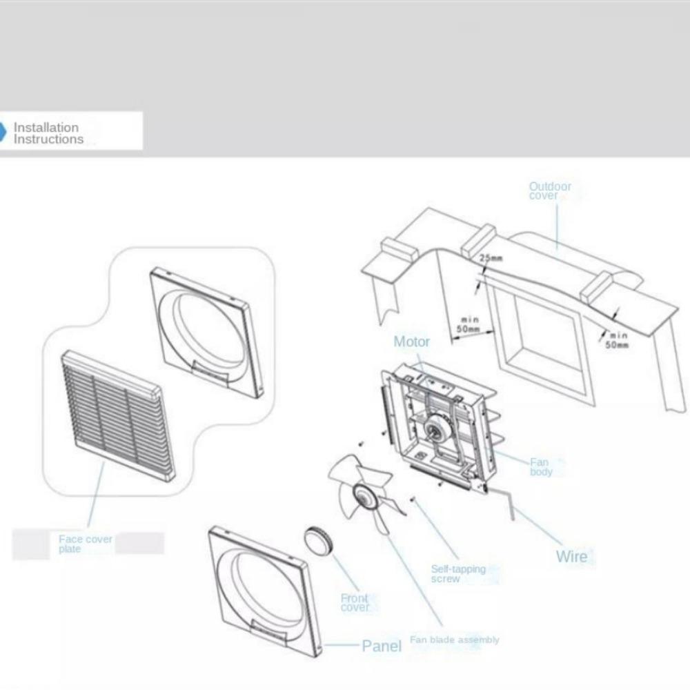 8/10 Inch Ventilation Fan Reversible Through-wall Exhaust Fan with Button Switch Window Shutter Blower Ventilation