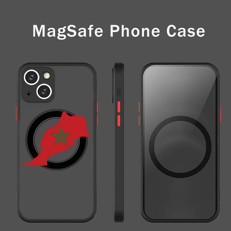 Morocco Flag Phone Case Transparent Magsafe Magnetic Magnet For iPhone 13 12 11 Pro Max Mini Wireless Charging Cover