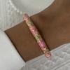 Lucky Evil Eye Flower Enamel Bracelets Set for Women Elegant Floral Rhinestone Geometric Spring Bangle Party Jewelry Gift