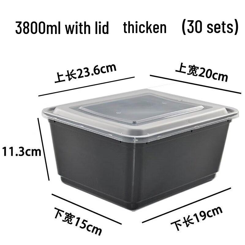 Food-Grade Disposable Rectangular Takeout Boxes with Black Lids