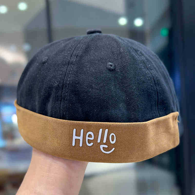 1Pc Washed Docker Beanie Brimless Cap Hat Without Visor Solid Color Retro Vintage Street Style Spring Autumn Outdoor Gorras
