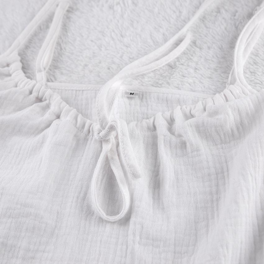 Cotton Women'S Sleepwear 2 Piece Set Sexy Spaghetti Strap Pajamas Lace Up Nightwear Shorts Causal Ladies Home Clothes