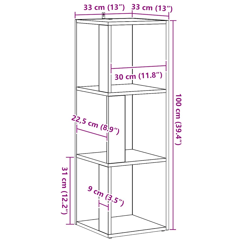 Corner Shelf Artisan Oak 33 X 33 X 100 Cm Particleboard