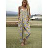 Women's Sleeveless Mid Rise 3D Digital Print Loose Casual Overalls Jumpsuit For Summer