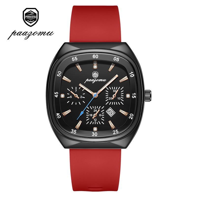 

Square Watches for Men Sports Silicone Band Waterproof Fashion Casual Simple Quartz Analog Big Dial Black Wrist Watch красный