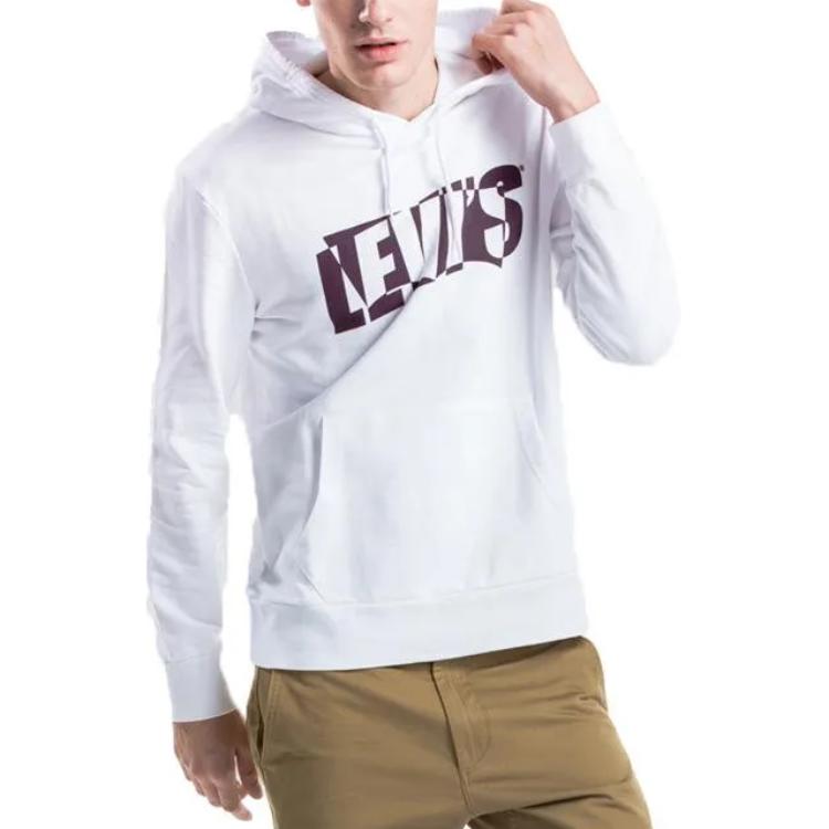 Levis Logo Fashion Casual Pullover Hoodie Long Sleeve Sweatshirt Men Hoodies White 19622-0022