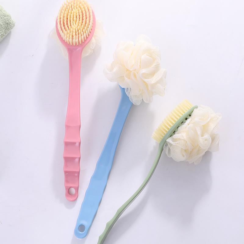 Double-Sided Bath Brush with Long Handle - Soft Bristles for Exfoliating and Cleaning