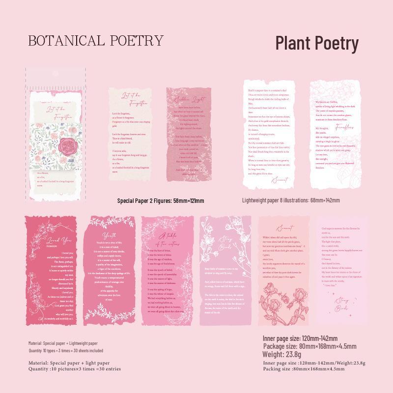Mò Mò Material: Light Retro Handwritten English Poetry Journal Sheet for DIY Decor.