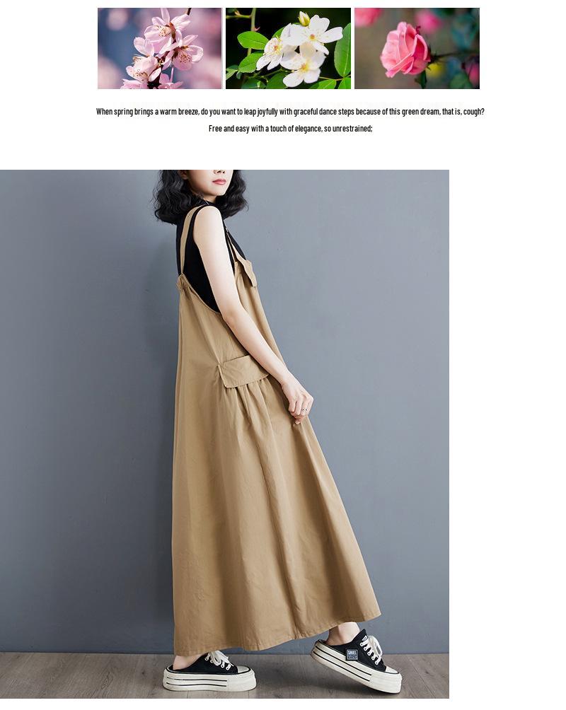 Elegantní letní korejský overalový šat s tenkými ramínky plus size