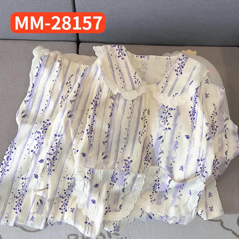 Damen Cartoon Spitze Peter Pan Kragen Baumwollpyjama - Langärmelig, Frühling/Herbst, Winterstil