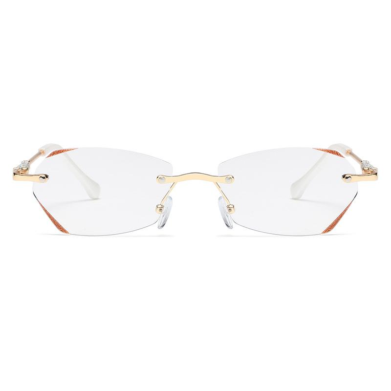 Women Reading Glasses Frameless Anti-Blue Presbyopic Glasses 0 To +4.0  Diamond Rimmed Glasses  Anti-Reflective