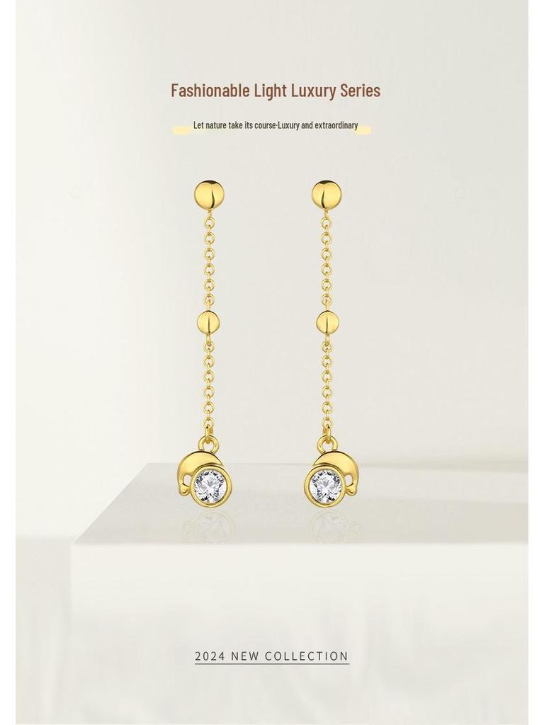 Nádherné Vánoční Náušnice s Třásněmi a Kamínky pro Ženy - Elegantní Zimní Design