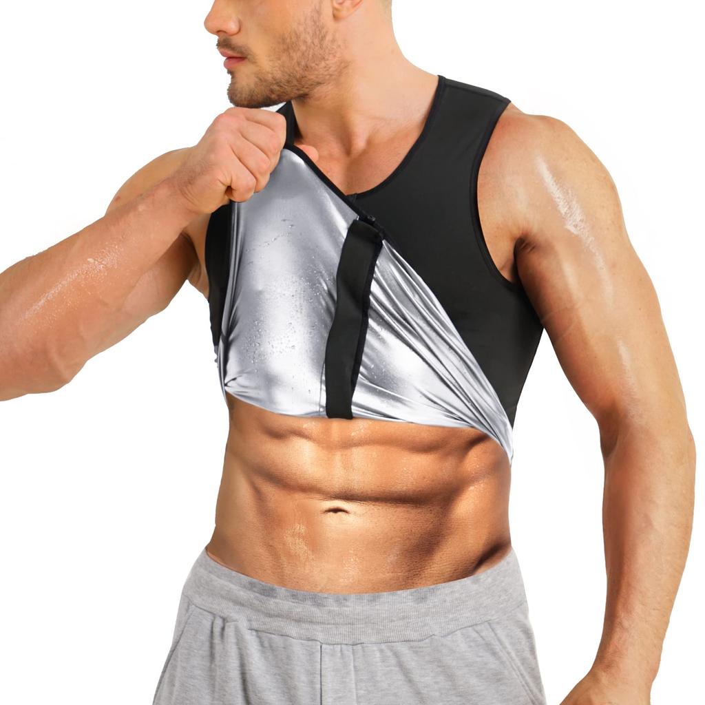 Sawaiko Sauna Double Heat and Warmth Men's Suit/Sauna Vest, Sweating, Stylish, Washable, Waterproof, Sweat-Eliminating, Sportswear, Stretch,