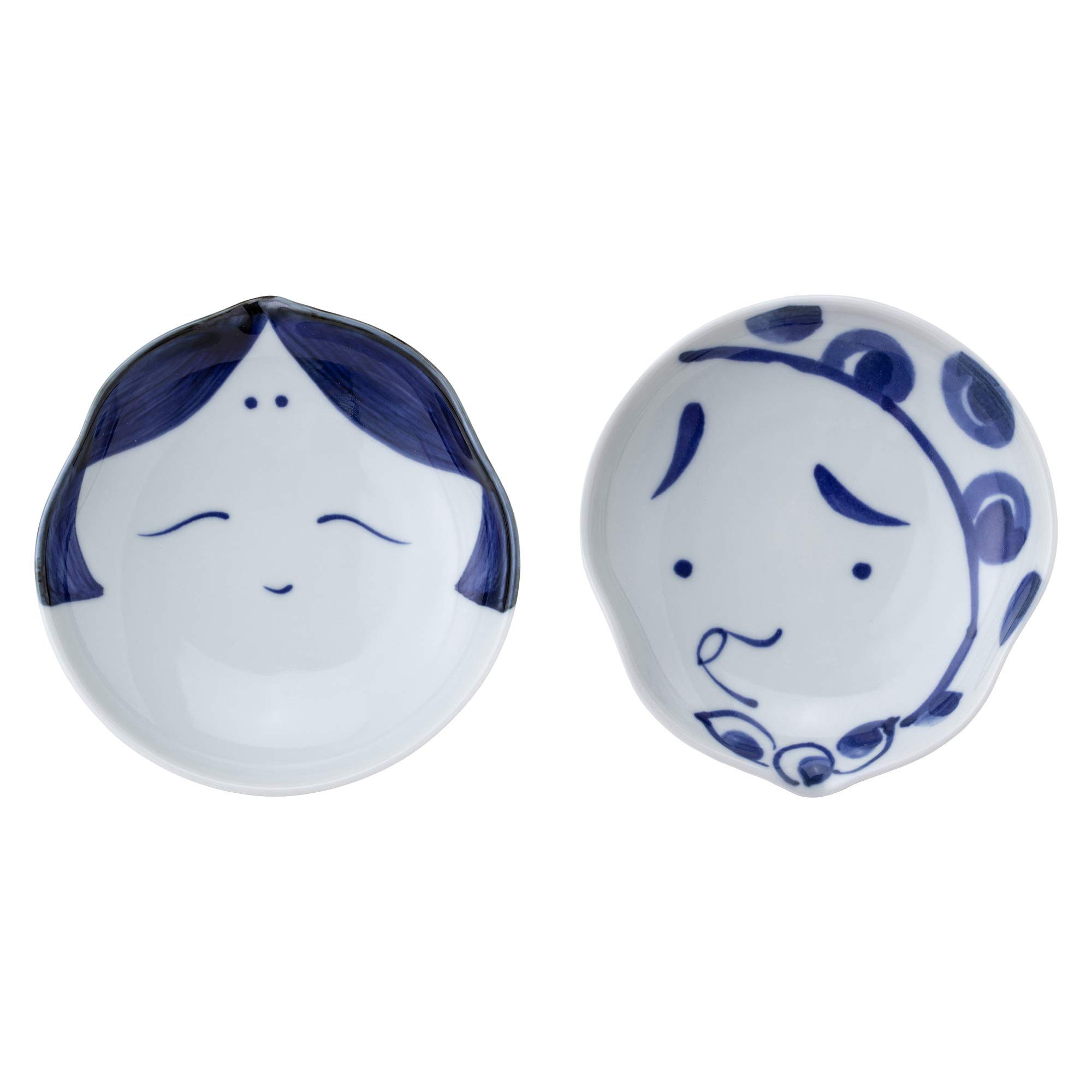 

Nishikai Pottery Hasami Ware Small Plate Okame and Hyottoko 40332 Pair, Pattern,