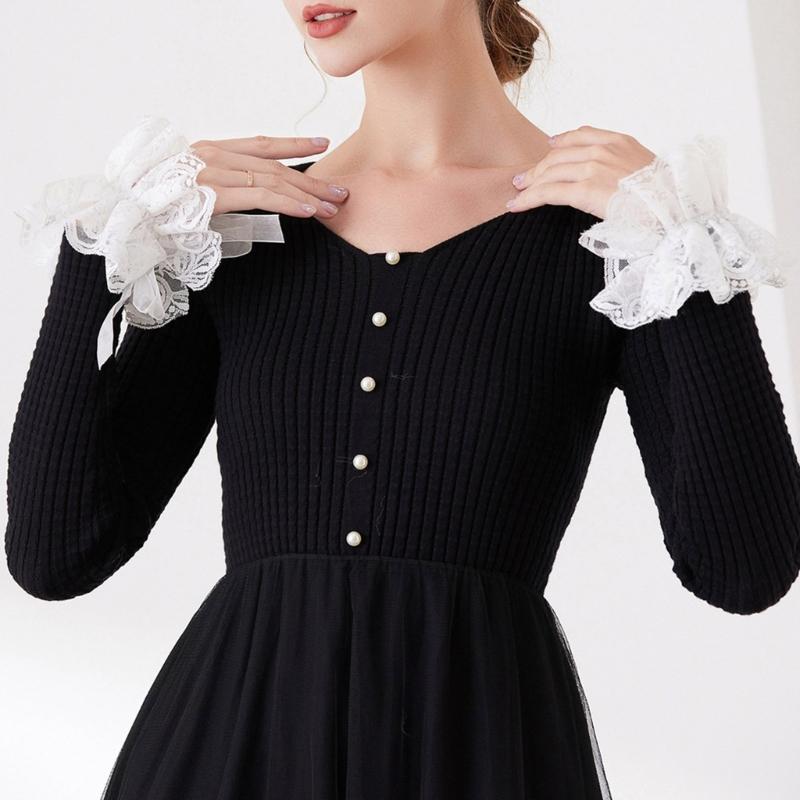 Lace Trim Manicure Sleeve Nails Art Decoration Meshes Cuffs Romantics Arm Cuffs for Special Occasion and Fancy Dress