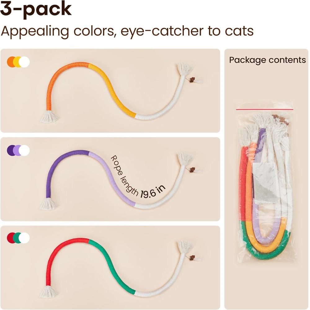 Refillable Catnip Chew Rope Cat Toy, Suitable for Indoor Cats Kitten Teething Toys, Safe Chewing Games and Teeth Cleaning