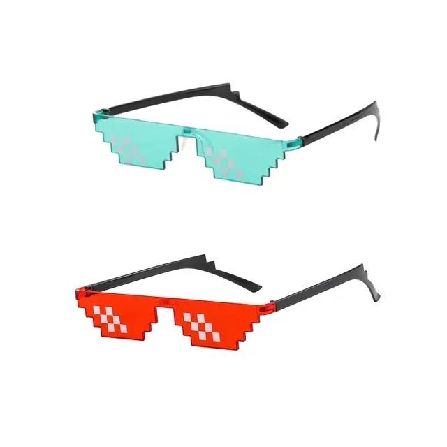 Vintage Halloween Pixelated Mosaic Glasses Novel Funny Party Glasses Cosplay Gamer Robot Sunglasses for Men & Women
