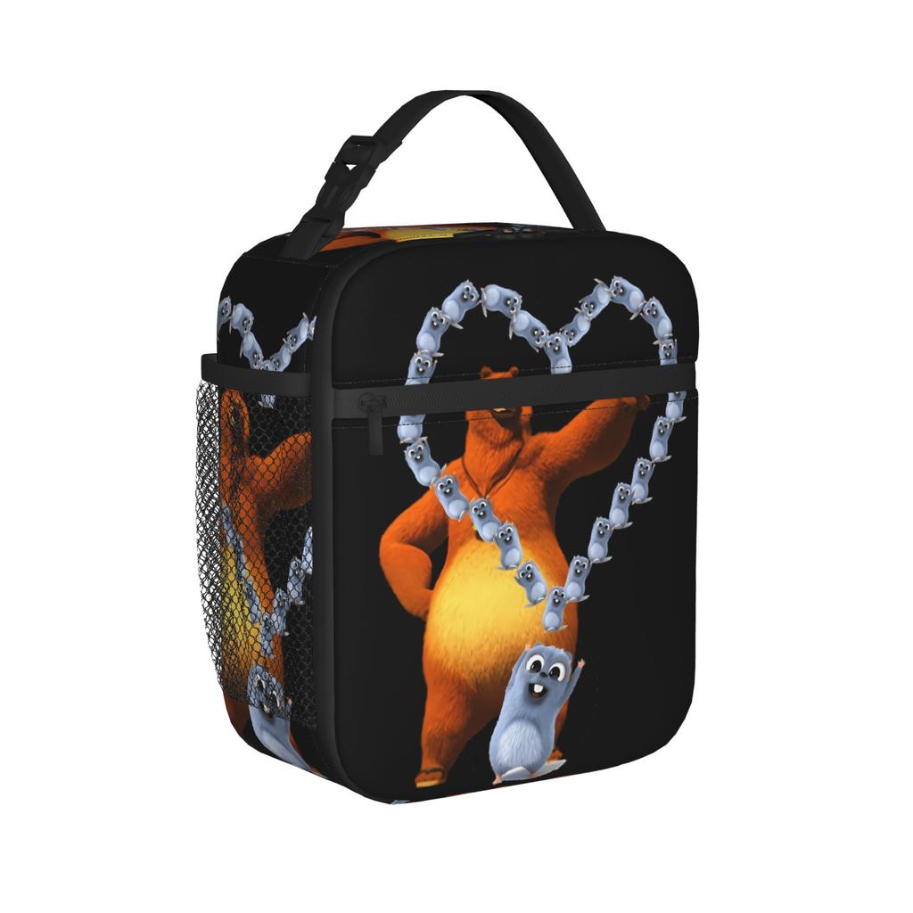 Grizzly and Lemmings Insulated Lunch Bags Cooler Bag Reusable,Lunch Container Cartoon Portable Tote Lunch Box College Picnic