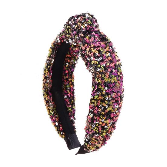 Girls Hair Hoop Knotted Shiny Sequin Elastic Headband Comfortable Fit Glittery Sparkling Hairband Hair Accessories
