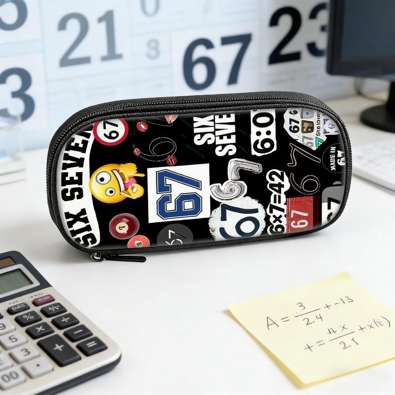 New Cross-Border Single Layer Pen Bag Six Seven Large Capacity Stationery Storage Box Student Pen Pouch Fun Style Waterproof
