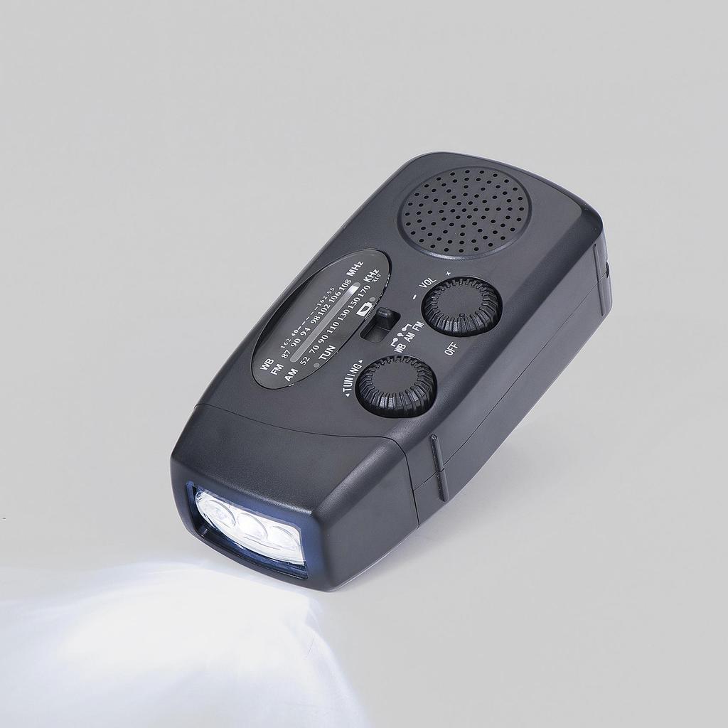 Hand-Crank Solar-Powered LED Light & Emergency Radio with Mobile Power Bank