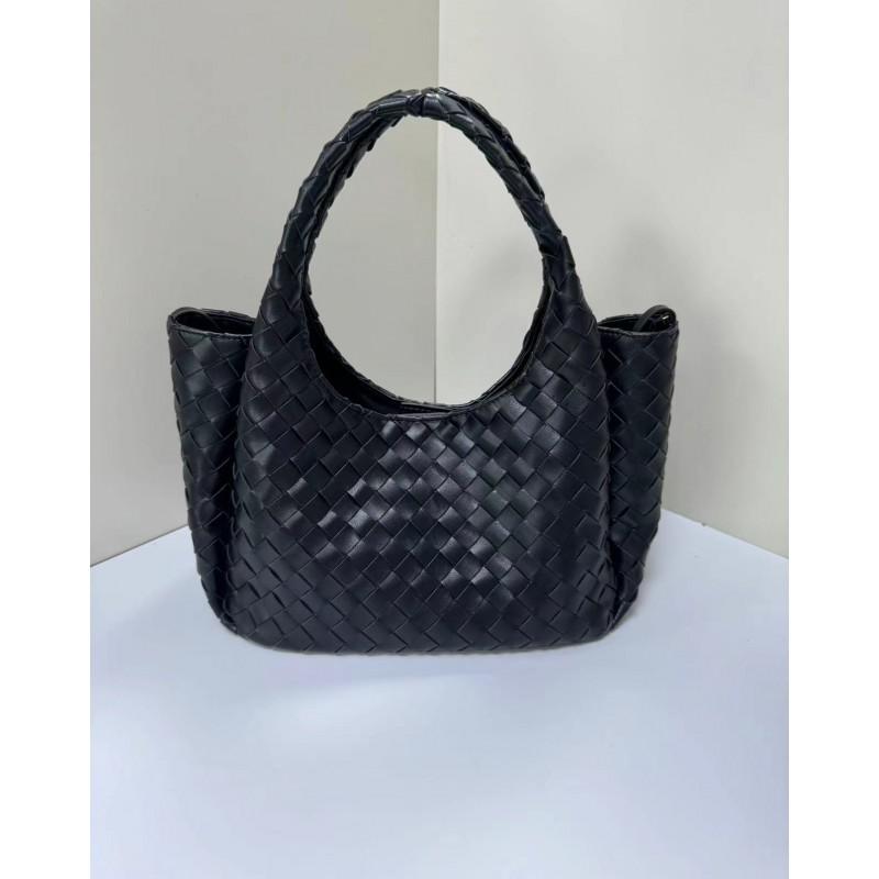 Oversized Woven Shoulder Bag Women Large Capacity Tote With Zip Soft PU Material Korean Style