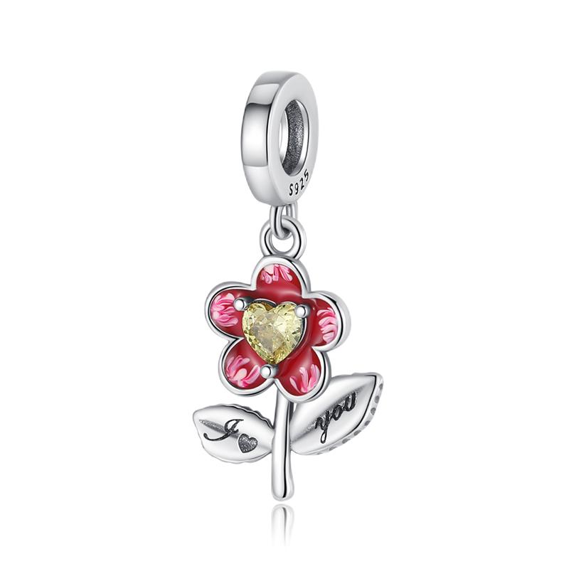 Flower Charms Fit Bracelets Sunflower 925 Silver Tulip Sakura Daisy Rose Flowers Beads DIY Jewelry Making