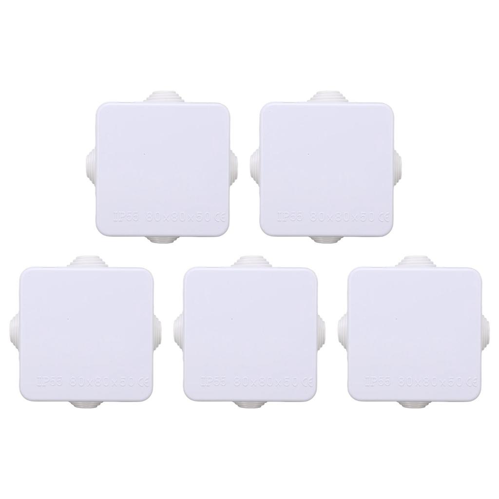 5Pcs Plastic Waterproof Cable Box with Rubber Plug IP55 Waterproof Plug Junction Wire Box