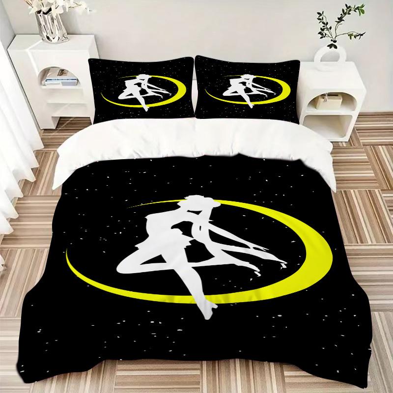 Moon Princess Silhouette Bedding Set  Comforter Cover Gift for Bedroom,Includes 1 Cover and 2 Pillowcases, No InsertB300
