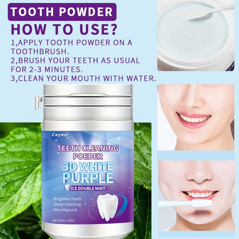 Purple Teeth Whitening Powder - 3-Day Stain Remover for a Fresh Smile