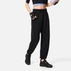 Li Ning Fitness Series Solid Color Drawstring Loose Knit Sports Pants Women Bottoms Black AKLU482-4