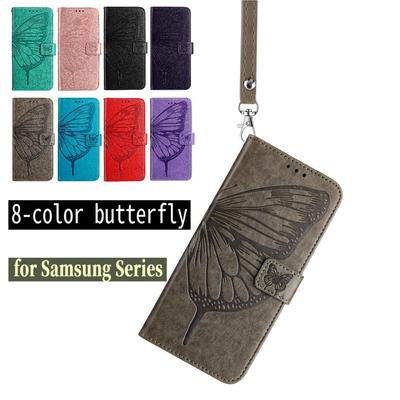 8-Farben Schmetterlingsmuster PU Leder Handy-Brieftasche Hülle für Samsung Galaxy Serie.Galaxy S Serie(S6-S25).A-Serie(A01-A73).Galaxy F/M-Serie ...