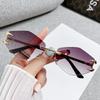 Stylish Rimless Square Sunglasses UV Protection 400 Retro Gradient Frameless Sunglass High Quality Small Frame Popular Alloy Metal Eyewear