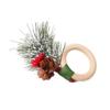 6pcs with Red Berries Christmas Pine Needle Napkin Ring Wooden Napkin Buckle  Restaurant