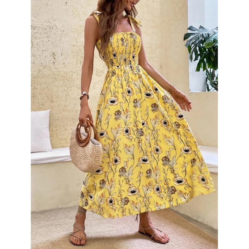 Sexy Slim-Fit Dress Sleeveless Strapless Printed Elegant Women Long Dress