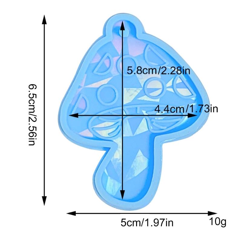 Mushroom Keychain Mold Cute Shiny Glossy Mushroom Shape Silicone Casting Molds with Hole for DIY Keychain Pendant