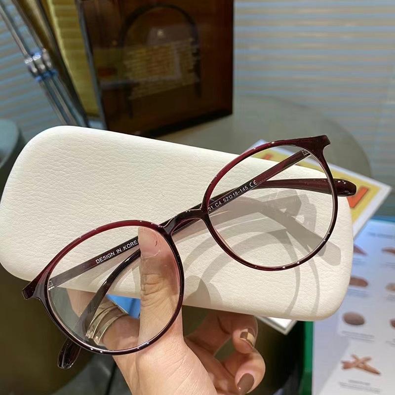 Blue Light Blocking Eyeglass Frame For Women Round Shape  Material Eyeglasses Frames Men Vintage Stylish Decorative Glass