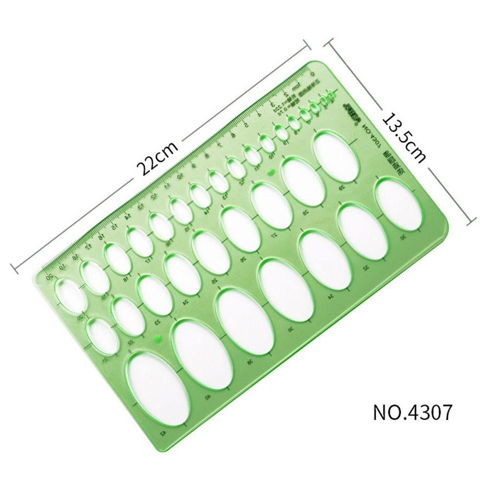 Plastic Green Circles Multi Shaped Oval Curve Ruler Drawing Ruler Geometric Ruler Template Ruler