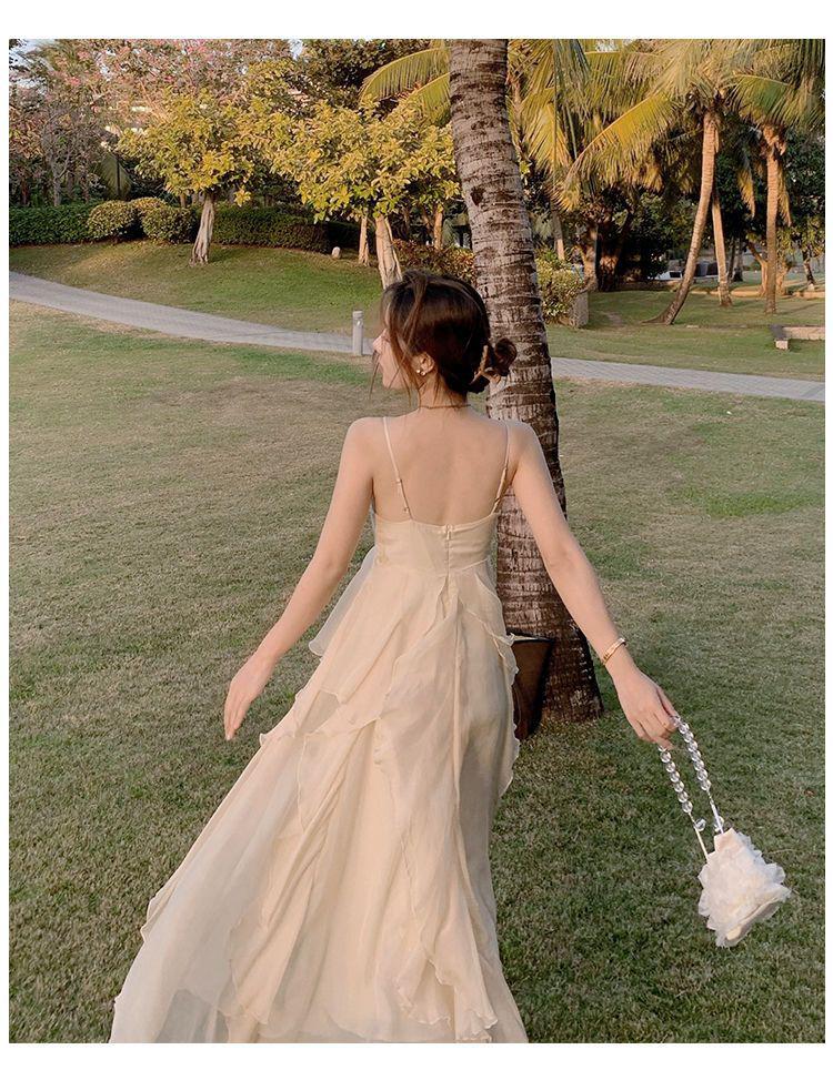 Women’s French Seaside Summer Camisole Dress – Elegant, Gentle Style Beachwear