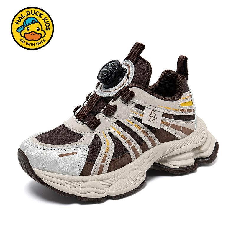 

Little Yellow Duck Kids Autumn/Winter Mesh Leather Sneakers - Lightweight Casual Sports Shoes for Boys and Girls Size 35 (22cm) коричневий