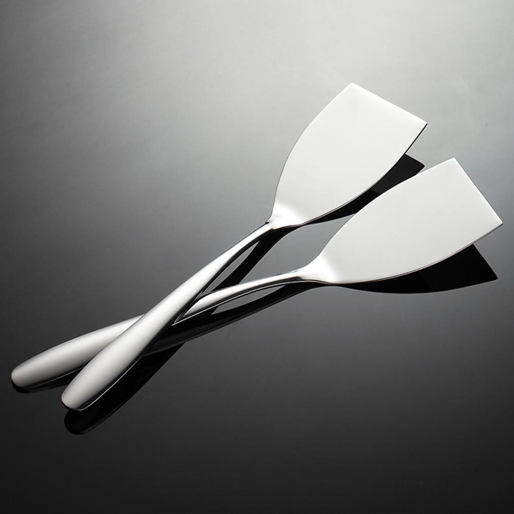 

2 шт. Маленькая лопатка для жарки, практичный кухонный инструмент, стейк-ресторан, жареная нержавеющая сталь, антипригарная кухня 25.30X5.50X1.20CM серебряный